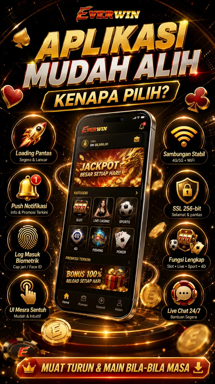 Skrin telefon menunjukkan ikon aplikasi kasino